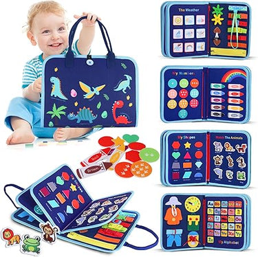Montessori 8 Pages Multi-functional Activity Busy Book - Blue